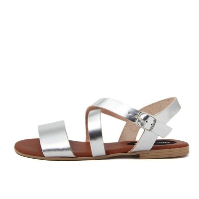 Made in Italy flat sandals in silver leather - FAG_23195MC_ARGENTO