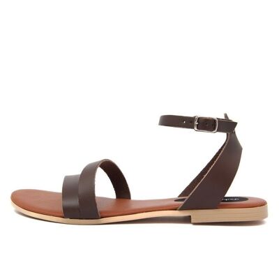 Made in Italy flat sandals in brown leather - FAG_23176MC_TMORO