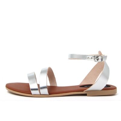 Sandalias planas Made in Italy en piel plateada - FAG_23176MC_ARGENTO