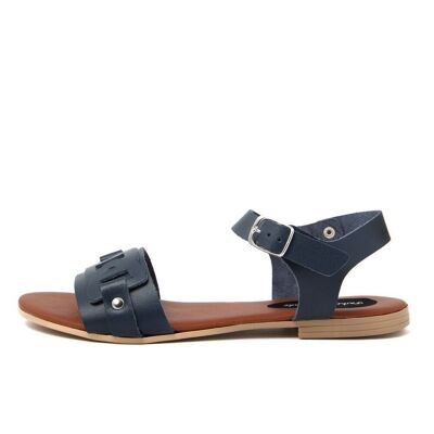 Flache Sandalen, hergestellt in Italien, aus blauem Leder – FAG_22104MC_BLUE