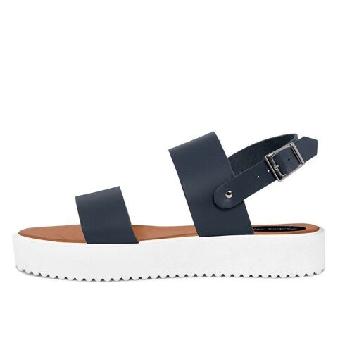 Sandali Platform Made in Italy in pelle colore Blu - FAG_22103MV_BLUE