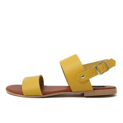 Flache Sandalen aus gelbem Leder, hergestellt in Italien – FAG_22103MC_GIALLO