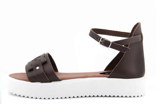 Sandali Platform Made in Italy in pelle colore Marrone - FAG_22105MV_TMORO