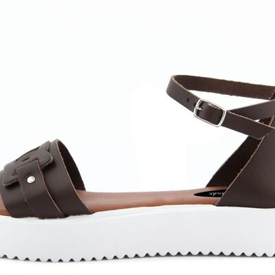 Sandalias con plataforma Made in Italy en piel marrón - FAG_22105MV_TMORO