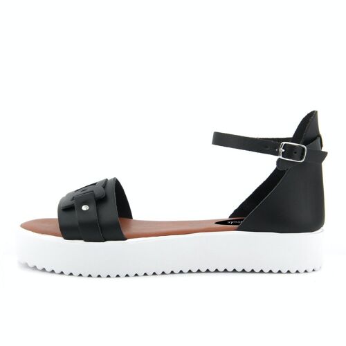 Sandali Platform Made in Italy in pelle colore Nero - FAG_22105MV_NERO