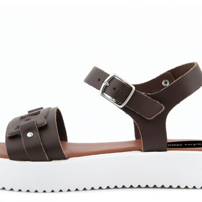 Brown leather sandal Made in Italy - FAG_22104MV_TMORO