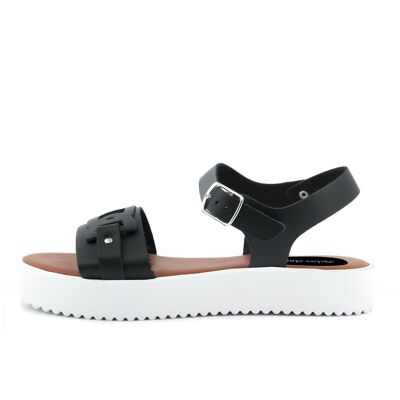 Sandalia de piel negra Made in Italy - FAG_22104MV_NERO