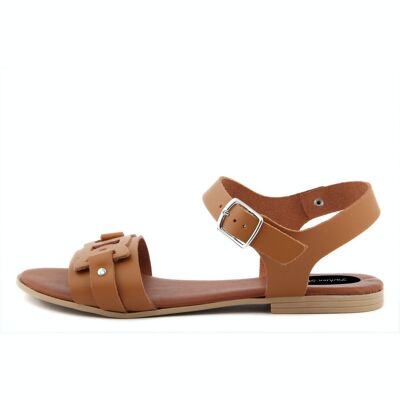 Flat sandals Made in Italy in Tan leather - FAG_22104MC_CUOIO