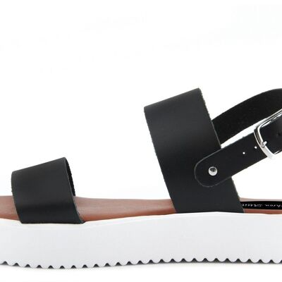 Sandalias con plataforma Made in Italy en cuero Negro - FAG_22103MV_NERO