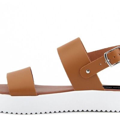 Platform sandals Made in Italy in Tan leather - FAG_22103MV_CUOIO