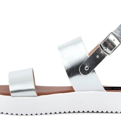 Platform sandals Made in Italy in silver leather - FAG_22103MV_ARGENTO