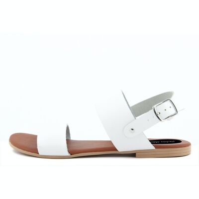 Flache Sandalen aus weißem Leder, hergestellt in Italien – FAG_22103MC_BIANCO