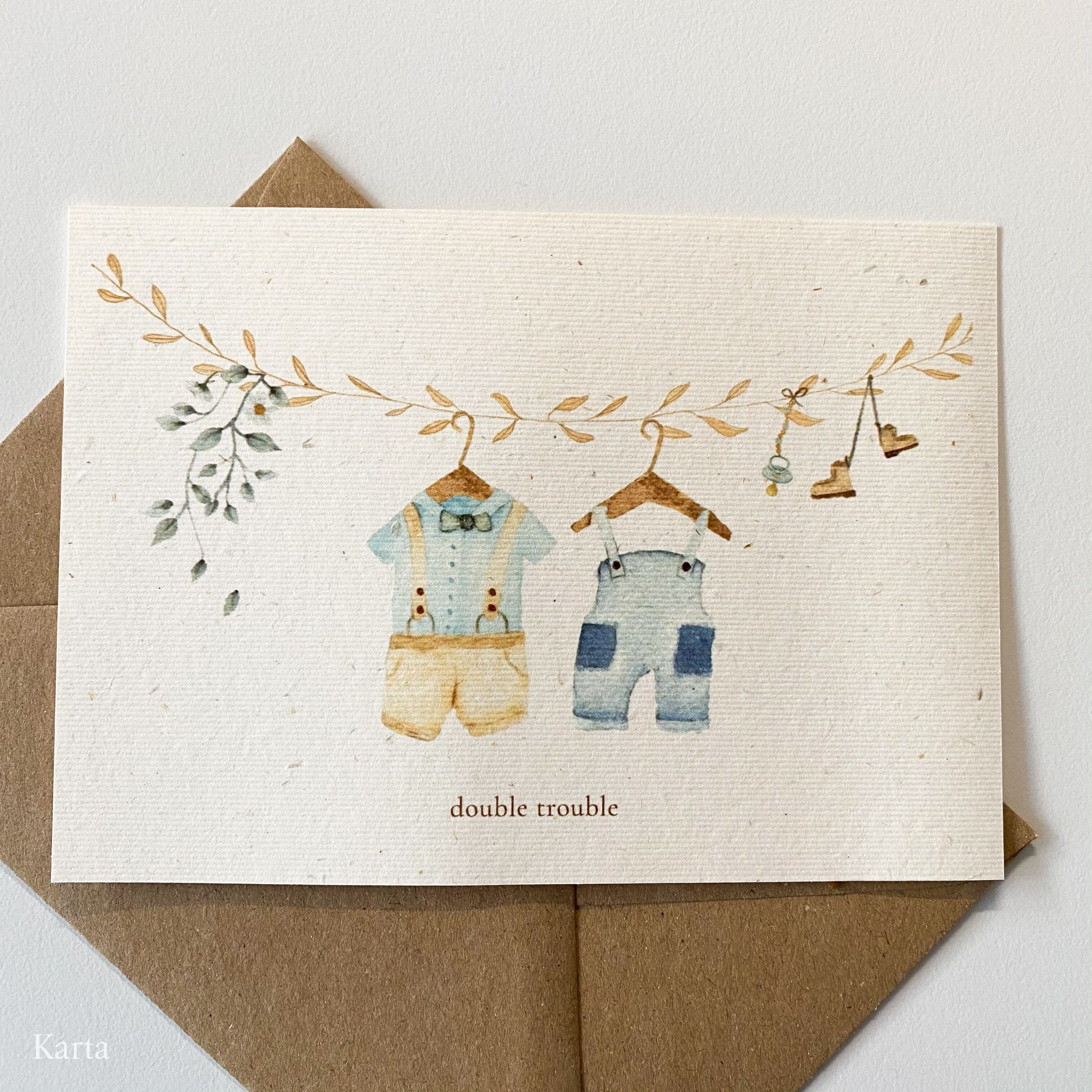 Tarjeta de felicitación - chicos con doble problema