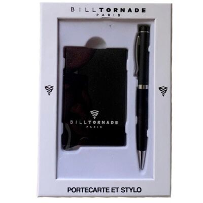 Coffret porte carte noir et stylo