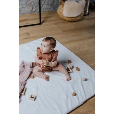 natural fur linen play rug