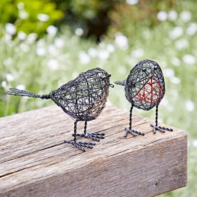 Set of Two Wire Robin Decorative Ornament