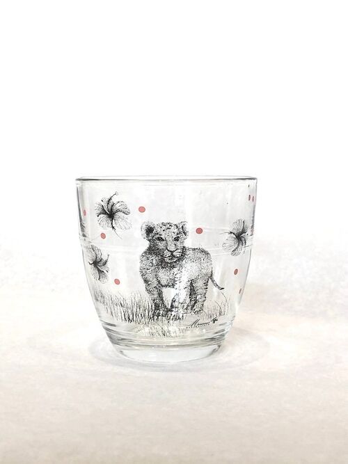 vaisselle enfants, Verre Enfant Lionne rose