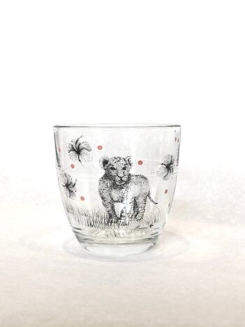 vaisselle enfants, Verre Enfant Lionne rose 1