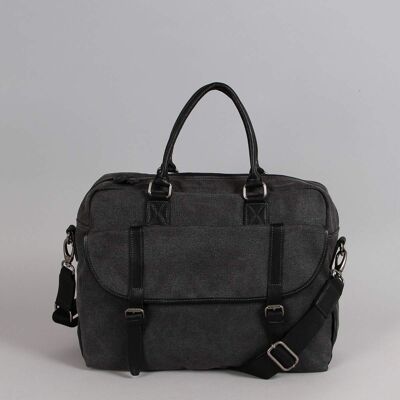 Antoine canvas satchel bag trimmed with black cowhide leather