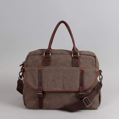 Satchel bag Antoine canvas lined with brown cowhide leather