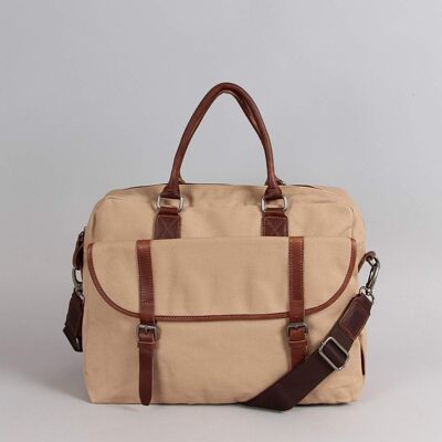 Satchel bag Antoine canvas lined with sand cowhide leather