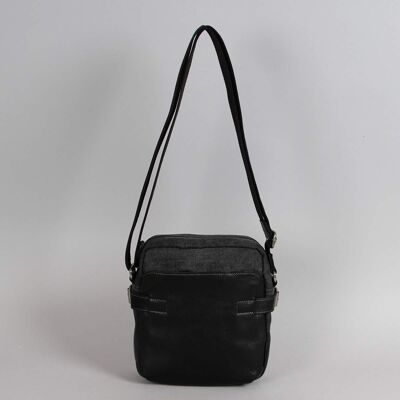 Hugo canvas messenger bag trimmed with black cowhide leather