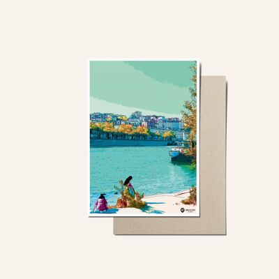 Carte postale des quais du Rhône, Lyon