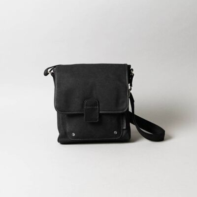 Adrien canvas messenger bag trimmed with black cowhide leather