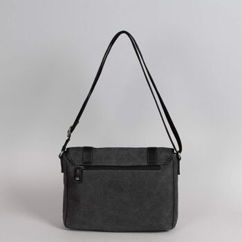 Sac besace Alex toile garnie cuir vachette noir 7