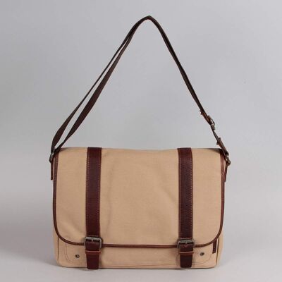 Alexandre canvas satchel bag lined with sand cowhide leather