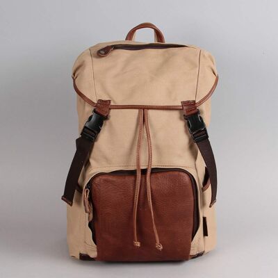 Victor canvas messenger bag with Victor sand cowhide leather