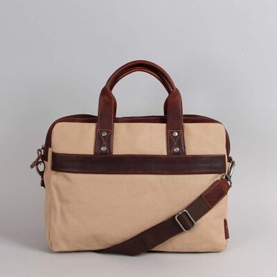 Satchel bag Baptiste canvas lined with sand leather