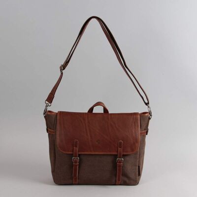 Satchel bag and backpack Gaspard canvas trimmed with brown cowhide leather
