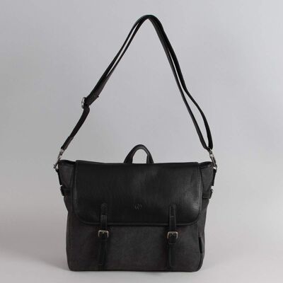 Gaspard canvas messenger bag and backpack trimmed with black cowhide leather