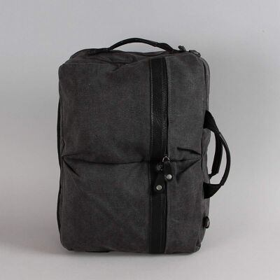 Computer satchel and backpack Olivier canvas trimmed with black cowhide leather