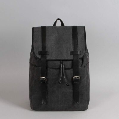 Gauthier canvas backpack trimmed with black cowhide leather