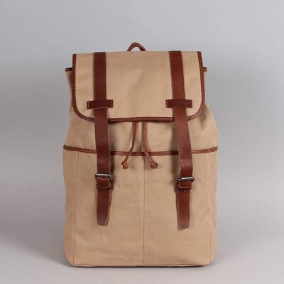 Gauthier canvas backpack with sand cowhide leather