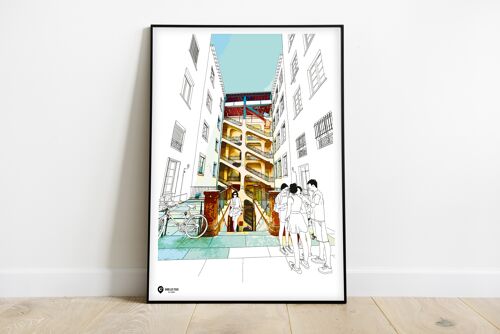 Affiche des escaliers de la cour des voraces à Lyon