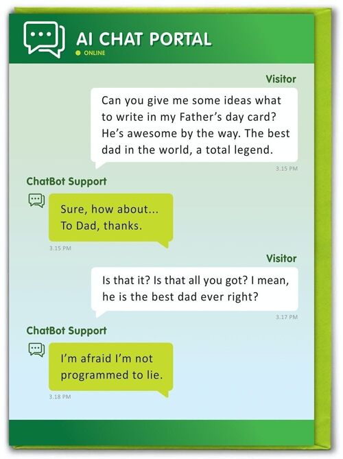 Funny Father's Day Card - AI Artificial Intelligence Father's Day Card