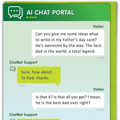 Divertente biglietto per la festa del papà - Biglietto per la festa del papà con intelligenza artificiale AI