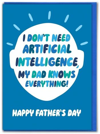 Carte drôle de fête des pères - AI Intelligence artificielle papa sait tout Carte de fête des pères 1