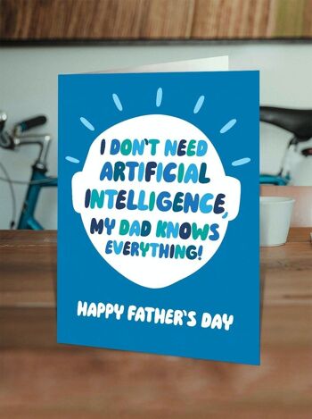 Carte drôle de fête des pères - AI Intelligence artificielle papa sait tout Carte de fête des pères 2