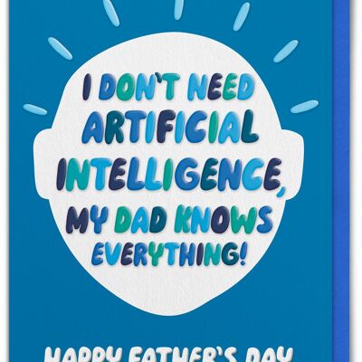 Divertente biglietto d'auguri per la festa del papà - Biglietto d'auguri in rilievo con intelligenza artificiale "Papà sa tutto"