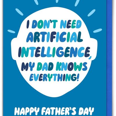 Tarjeta divertida del Día del Padre: Papá lo sabe todo con IA (con relieve)