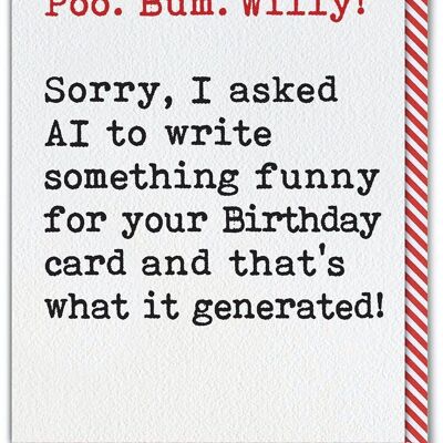 Divertente biglietto di compleanno per papà – Biglietto di compleanno con intelligenza artificiale AI Poo Bum Willy