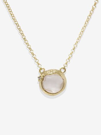 Collier Ad Astra en plaqué or et quartz rose 1