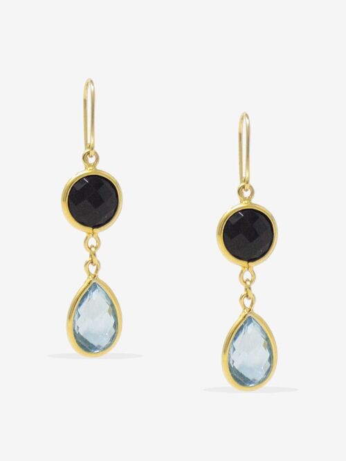 Amalfi Onyx & Blue Topaz Earrings