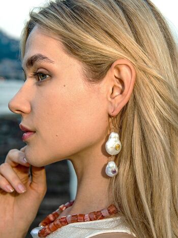 Boucles d'Oreilles Aphrodite Perle, Citrine & Améthyste 2