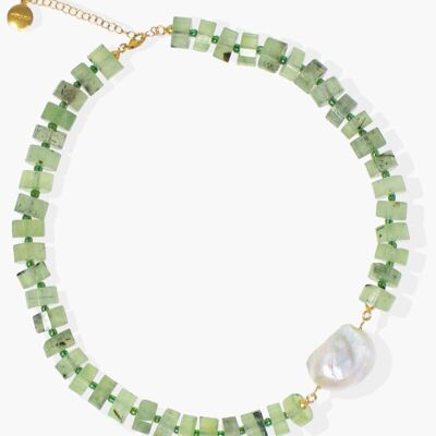 Artemis Green Quartz & Pearl Necklace