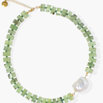 Collana Artemis con quarzo verde e perle